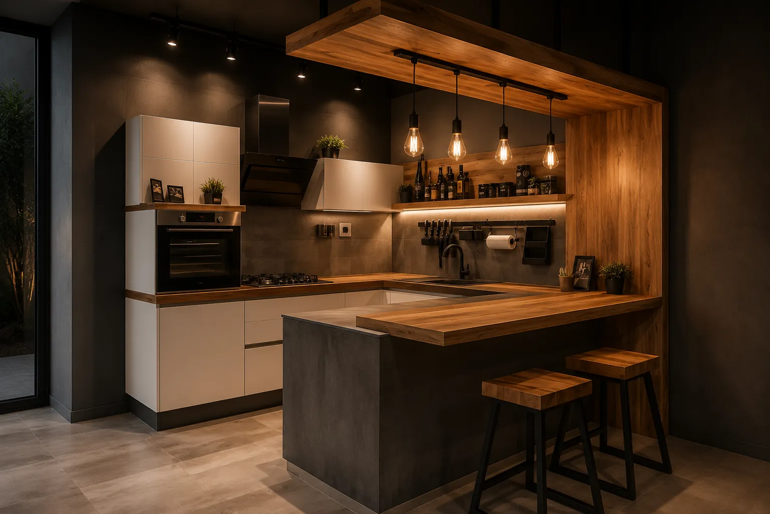 Cocina compacta diseñada para aprovechar un espacio reducido