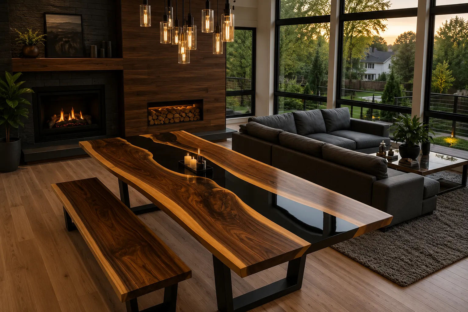 Comedor artesanal de madera y resina epóxica
